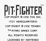 Pit Fighter (USA, Europe) Title Screen